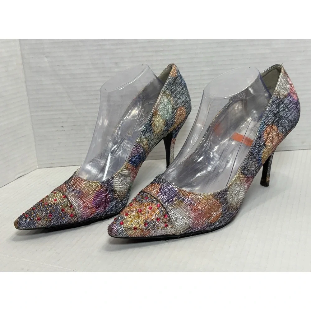 Torta‎ Caliente Tonya 80139 Rhinestone Pointed Toe Stiletto Heels Size 11M Art